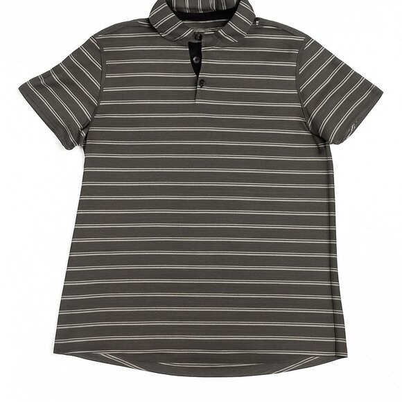 Lululemon Men's Polo Shirt – Size Large – Striped / Breathable / Athletic Fit - Picture 1 of 3